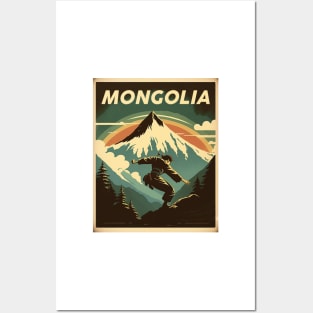 Mongolia Mountain Fighter Vintage Travel Art Poster Posters and Art